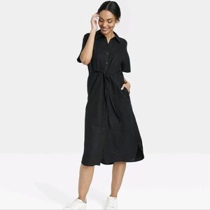 Linen blend shirt dress